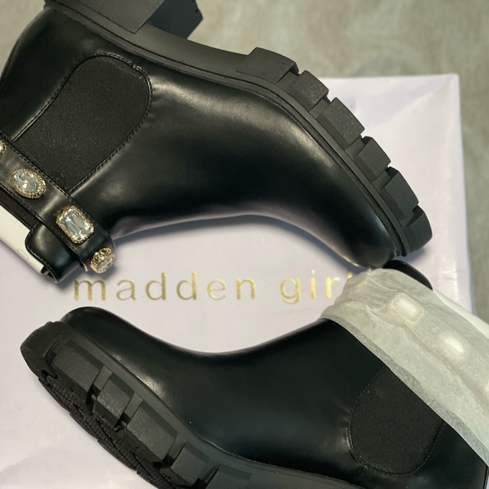Madden Girl Black Chunky Sole Boots